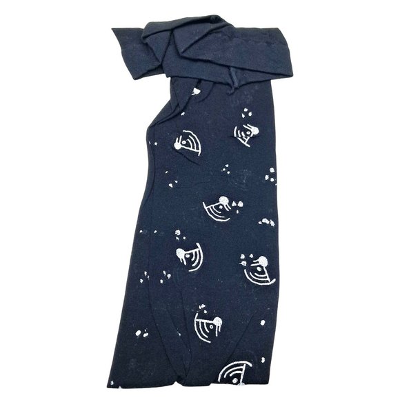 Vintage Pantyhose Black White Geometric Womens Size A Nylons Crazy Cosmos Print - Picture 4 of 7